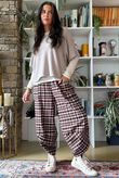 Jasper Plaid Brushed Cotton Shelby Barrel Pant Burgundy